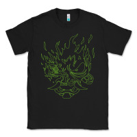 Black Cyberpunk samurai Neon Green Classic Tee - FloraArt
