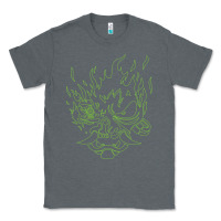 Charcoal Heather Cyberpunk samurai Neon Green Classic Tee - FloraArt