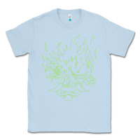 Dusty Blue Cyberpunk samurai Neon Green Classic Tee - FloraArt