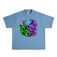 Pebble Blue Colorful Leopard patch Urban Heavy Tee - RanaPortraitStore