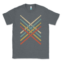 Charcoal Heather retro vintage drummer tshirt 70s 80s distressed drum sticks long sleev Classic Tee - FloraArt