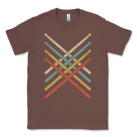 Chestnut retro vintage drummer tshirt 70s 80s distressed drum sticks long sleev Classic Tee - FloraArt
