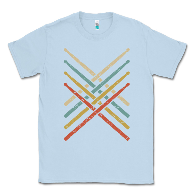 Retro Vintage Drummer Tshirt 70s 80s Distressed Drum Sticks Long Sleev Classic Tee by FloraArt | Teevron