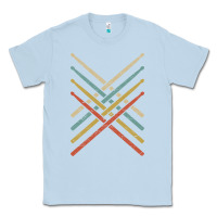 Dusty Blue retro vintage drummer tshirt 70s 80s distressed drum sticks long sleev Classic Tee - FloraArt
