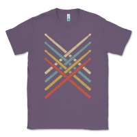 Lavender retro vintage drummer tshirt 70s 80s distressed drum sticks long sleev Classic Tee - FloraArt