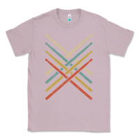 Lilac retro vintage drummer tshirt 70s 80s distressed drum sticks long sleev Classic Tee - FloraArt