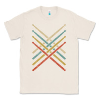 Natural retro vintage drummer tshirt 70s 80s distressed drum sticks long sleev Classic Tee - FloraArt