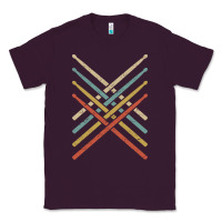 Plum retro vintage drummer tshirt 70s 80s distressed drum sticks long sleev Classic Tee - FloraArt
