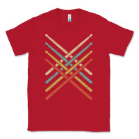 Red retro vintage drummer tshirt 70s 80s distressed drum sticks long sleev Classic Tee - FloraArt