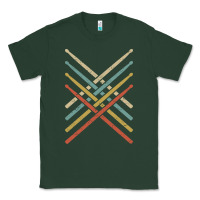 Sports Green retro vintage drummer tshirt 70s 80s distressed drum sticks long sleev Classic Tee - FloraArt