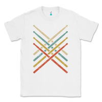 White retro vintage drummer tshirt 70s 80s distressed drum sticks long sleev Classic Tee - FloraArt
