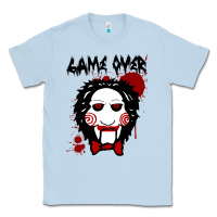 Dusty Blue Billy Puppet Saw Jigsaw Inspired Classic Tee - FloraArt