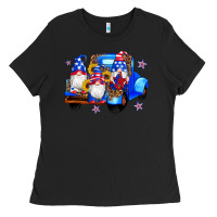 Black american flag gnomes truck sunflowers star leopard Ladies Tee - Artiststas