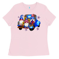 Bubblegum Pink american flag gnomes truck sunflowers star leopard Ladies Tee - Artiststas