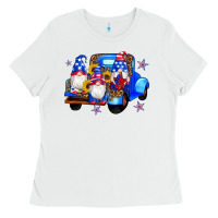 American Flag Gnomes Truck Sunflowers Star Leopard Ladies Tee | Teevron