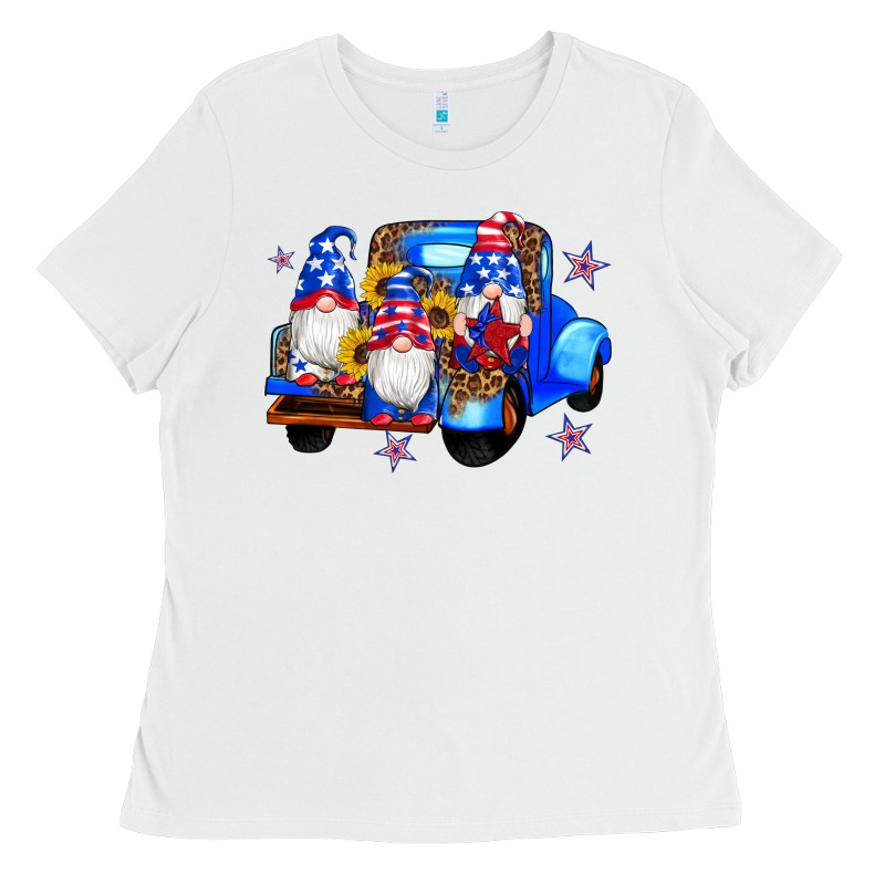 American Flag Gnomes Truck Sunflowers Star Leopard Ladies Tee by Artiststas | Teevron