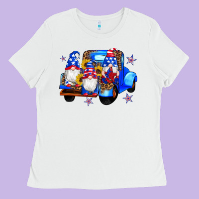 American Flag Gnomes Truck Sunflowers Star Leopard Ladies Tee Designed By Artiststas