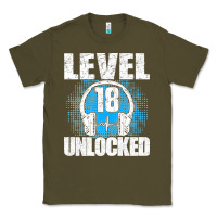 Army Green Level 18 Unlocked Birthday 18 Years Gamer Premium T Shirt Classic Tee - FloraArt