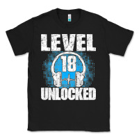Black Level 18 Unlocked Birthday 18 Years Gamer Premium T Shirt Classic Tee - FloraArt