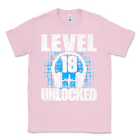 Bubblegum Pink Level 18 Unlocked Birthday 18 Years Gamer Premium T Shirt Classic Tee - FloraArt