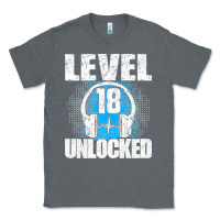 Charcoal Heather Level 18 Unlocked Birthday 18 Years Gamer Premium T Shirt Classic Tee - FloraArt