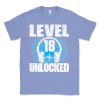 Colony Blue Level 18 Unlocked Birthday 18 Years Gamer Premium T Shirt Classic Tee - FloraArt