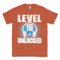 Copper Level 18 Unlocked Birthday 18 Years Gamer Premium T Shirt Classic Tee - FloraArt