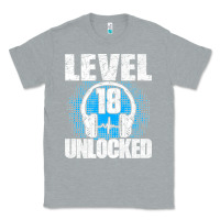 Heather Grey Level 18 Unlocked Birthday 18 Years Gamer Premium T Shirt Classic Tee - FloraArt