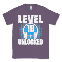 Lavender Level 18 Unlocked Birthday 18 Years Gamer Premium T Shirt Classic Tee - FloraArt