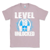Lilac Level 18 Unlocked Birthday 18 Years Gamer Premium T Shirt Classic Tee - FloraArt