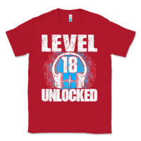 Red Level 18 Unlocked Birthday 18 Years Gamer Premium T Shirt Classic Tee - FloraArt