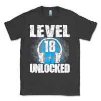 Smoke Level 18 Unlocked Birthday 18 Years Gamer Premium T Shirt Classic Tee - FloraArt