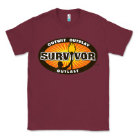 Burgundy Survivor Outwit, Outplay, Outlast Classic Tee - FloraArt
