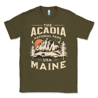 Army Green acadia national park maine nature hike outdoors vintage t shirt Classic Tee - ArtMosaic