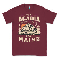 Burgundy acadia national park maine nature hike outdoors vintage t shirt Classic Tee - ArtMosaic
