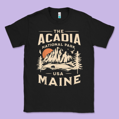 Acadia National Park Maine Nature Hike Outdoors Vintage T Shirt Classic Tee Designed By Artmosaic