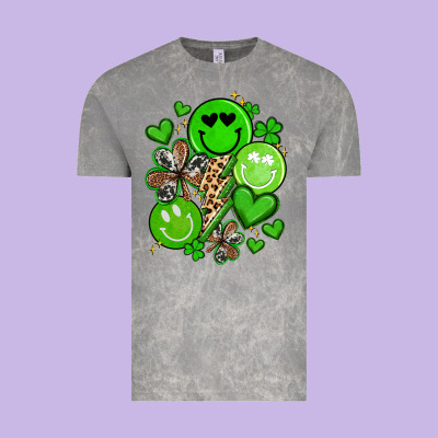 St Patrick's Day Green Smile Vintage Tee Designed By Artiststas