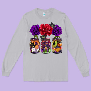 Halloween Jars Rose Long Sleeve Tee Designed By Barkaloodesign