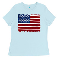 Baby Blue american flag Ladies Tee - Artiststas