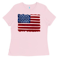 Bubblegum Pink american flag Ladies Tee - Artiststas