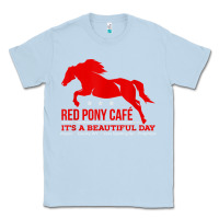 Dusty Blue Red Pony Cafe, Funny cute horse lover Classic Tee - ArtMosaic