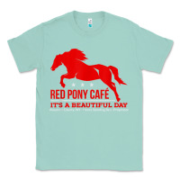 Seafoam Red Pony Cafe, Funny cute horse lover Classic Tee - ArtMosaic