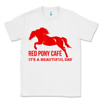White Red Pony Cafe, Funny cute horse lover Classic Tee - ArtMosaic