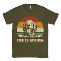 Army Green Golden Retriever Dog Life is golden retro vintage Classic Tee - ArtMosaic