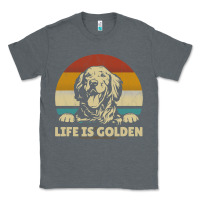 Charcoal Heather Golden Retriever Dog Life is golden retro vintage Classic Tee - ArtMosaic