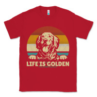 Red Golden Retriever Dog Life is golden retro vintage Classic Tee - ArtMosaic