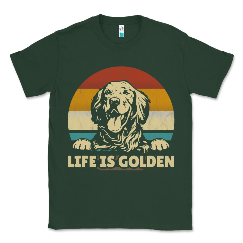 Golden Retriever Dog Life Is Golden Retro Vintage Classic Tee by ArtMosaic | Teevron