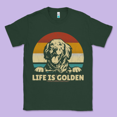 Golden Retriever Dog Life Is Golden Retro Vintage Classic Tee Designed By Artmosaic