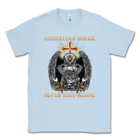 Dusty Blue jesus christian biker never ride alone Classic Tee - ArtMosaic