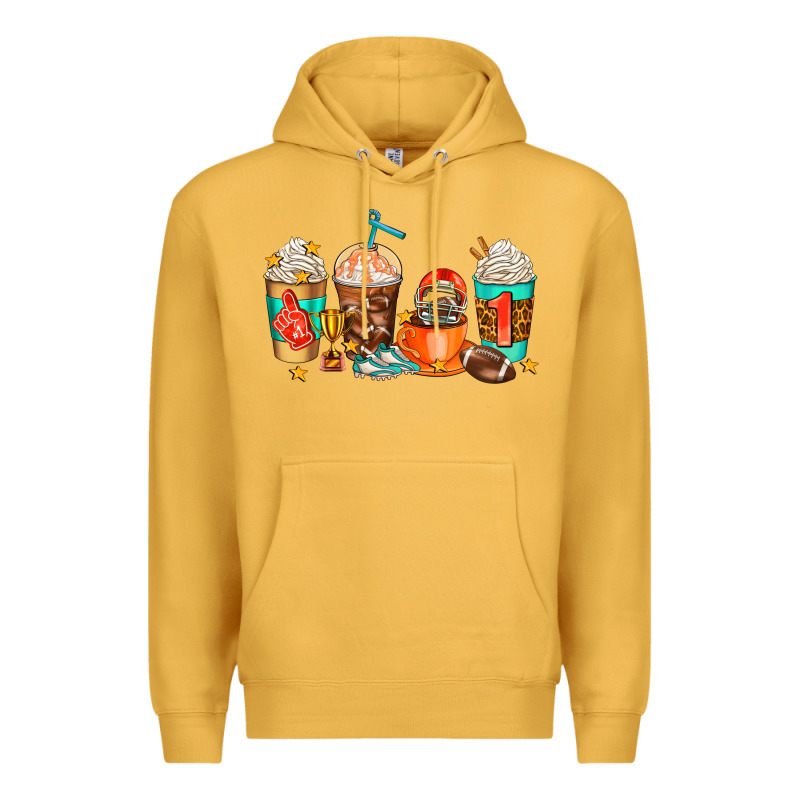 American Football Coffee Cups Premium Hoodie by AdoDesignShop | Teevron